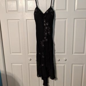 Beaded spaghetti strap evening dress